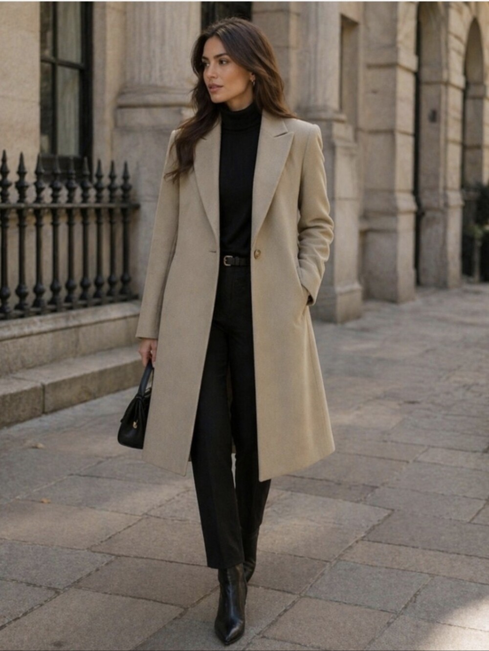 Zara Beige Straight-Leg Trousers